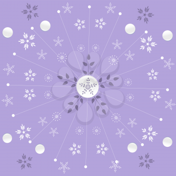 Royalty Free Clipart Image of Festive Snowflakes on a Purple Background